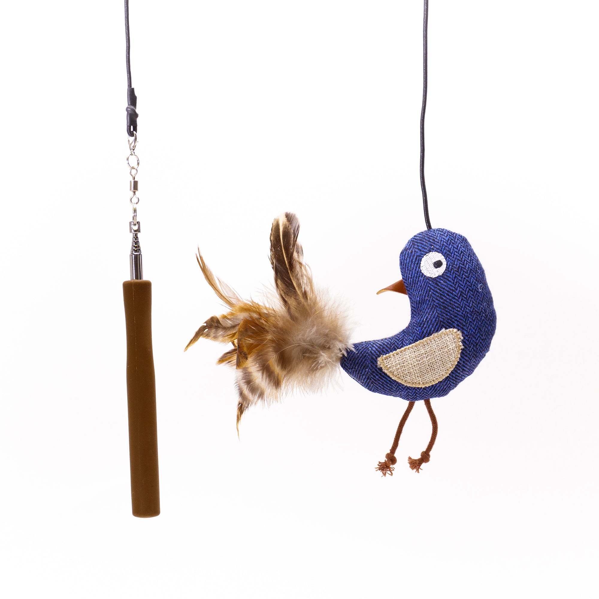 Blue Birdie Teaser Wand, Retractable Cat Rod Toy